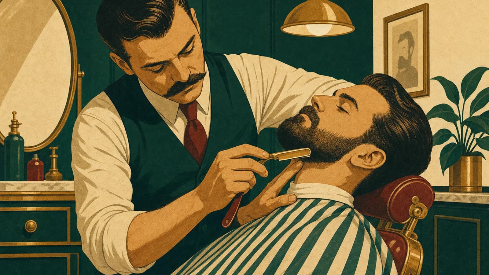 Barber lining up a beard trim at a Coconut Grove barbershop