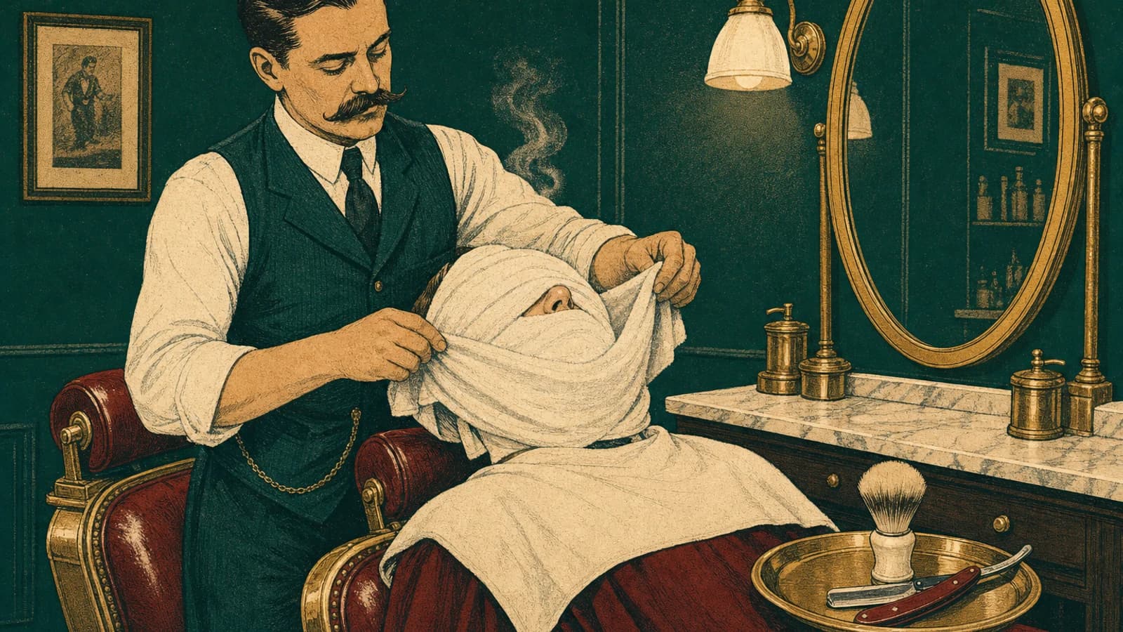 Turkish-style hot towel shave in a classic barber chair in Coconut Grove